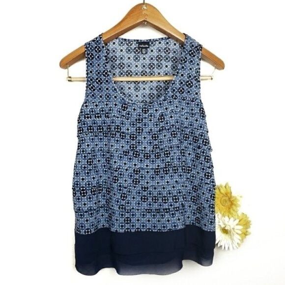 Rafaella Navy Ruffled Tank Top Size Small - Picture 1 of 10